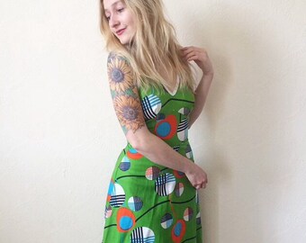 Vintage 60s Green Halterneck Dress size XS