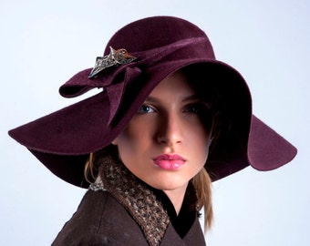 Floppy felt hat, wide brim fedora, fur felt hat, floppy widebrim hat, boho hat, New York style hat, boho Fedora, Wide brim hat