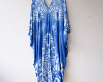 Shibori bird wing Maxi dress.A002 Indigo/Tie Dye/Caftan Maxi Dress/Beach Cover Up/Kaftan