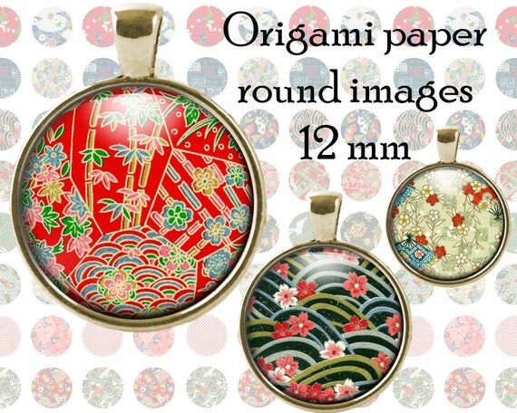 Origami paper 12mm printable cabochon templates digital