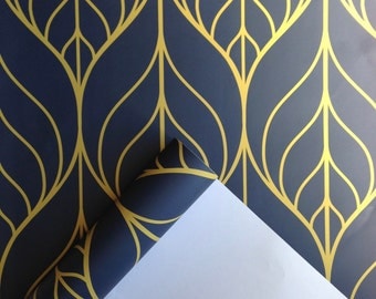 Removable Wallpaper, Leaf wallpaper, wallpaper, Peel and stick wallpaper, Self adhesive wallpaper, Repositionable wallpaper, blue wallpaper