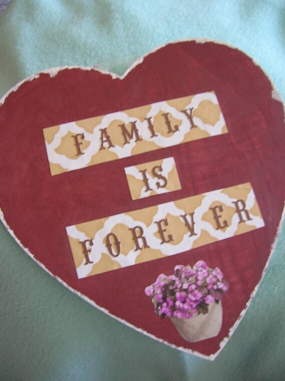 Items similar to FAMILY IS FOREVER wall hanging, handpainted heart