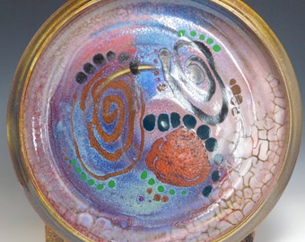 Decorated Plate, Wheel Thrown Stoneware 11.5x1.25x1.25