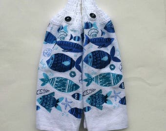 Crochet Towels, Kitchen, Tea Towels, Dish Towels, Blue, Crocheted, Hanging Towels, Button Top, Beach Decor, Crochet Top Towels, Topper