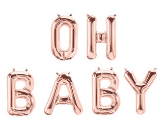 OH BABY balloons - rose gold mylar foil letter balloon banner kit ohbaby
