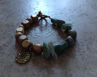 Stone and wood bracelet