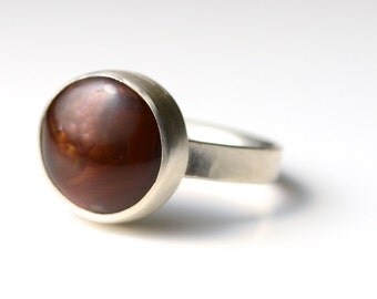 Agate Ring - Fire Agate Ring - Small Gemstone Ring - Simple Round Ring - Boho Agate Ring - Boho Gemstone Ring - Fire Agate Ring Size 6 US