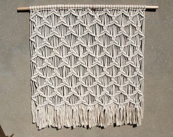 40" Large macrame wall hanging Large white tapestry Big bohemian wall decor Woven wall hanging Weaving wall art Boho home decor Hippie decor