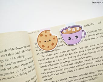 Cute Cookie and Hot Chocolate Magnetic Bookmarks Pack of 2