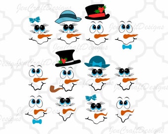 Snowman face SVG Snowmen SVG lady & man face, Christmas Snow Man Digital File digital cut file Snowman svg, Dxf, Eps, Png Instant Download