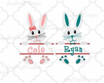 Easter Bunny SVG,Circle monogram frames svg, Easter Bunny Monogramsvg, Monogram split Frames Svg Dxf Eps Silhouette Cricut