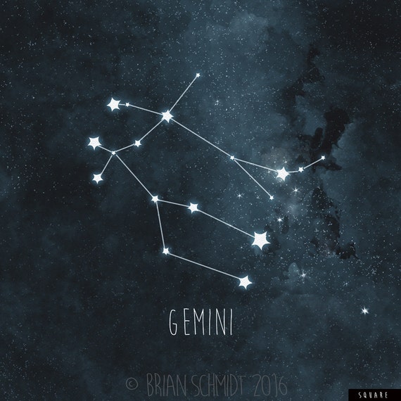 Gemini Constellation Art Print Stars Decor Night Sky Wall