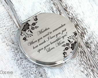 Personalized engraved pocket mirror | compact mirror | wedding gift | gift from mother to daughter