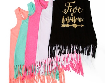 Five and Fabulous - Birthday Dress - Fringe Dress - 5 Year Old - 5th Birthday - Birthday Outfit - Five and Fab - FIVE - Birthday Girl