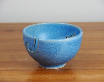 Yarn Bowl - Ceramic, Handmade Pottery, Blue