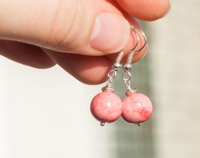 Pink statement earrings, Jewelry lover gift, Pink everyday earrings, Baby pink earrings, Earrings every day, Statement earings 10mm 0.4in