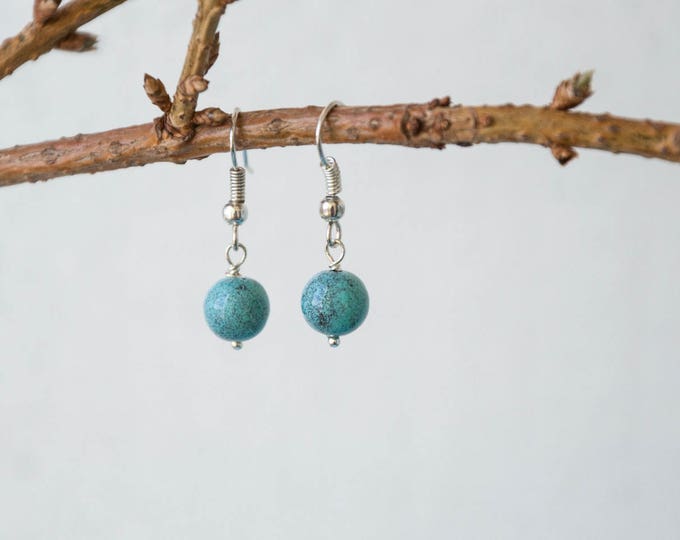 Blue ball earrings, Small earrings for kids, Simple earrings, Small dangle earrings, Small drop earrings, Light blue earrings