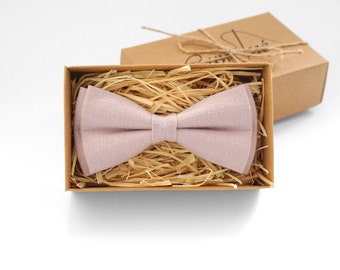 Dusty rose bow tie, Dusty Mens Bow Tie, Dusty rose boys bowties, Pink Linen Bow Tie, wedding bow tie, dusty rose necktie, mens pink tie
