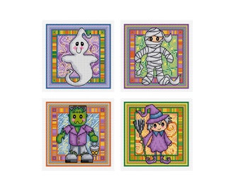 Halloween Characters - Set of 4 - Durene J Cross Stitch Patterns