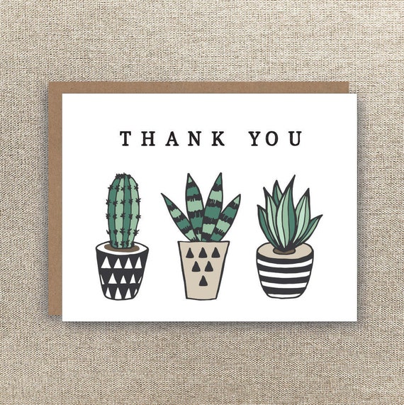 Thank You Card Succulent Card Plant Thank You Card