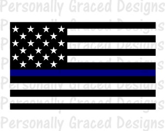 SVG, DXF, EPS Cut file American Flag Thin Blue Line svg, American Svg, Police svg, silhouette cut file, cameo file, Thin Blue Line Design