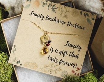 Mothers Birthstone Necklace, Family Tree Necklace, Family Tree Birthstone Jewelry, Birthstone Necklace for Mom, Custom Birthstone Necklace
