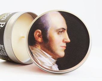 Aaron Burr-Scented Candle | 16 oz tin | Funny Historical Gift | And FYI Burr shot Alexander Hamilton, as depicted in the Hamilton musical