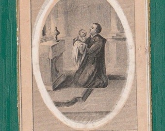 Antique French HOLY CARD JESUS Dated 1868, religious