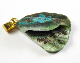 1 Pc - 25x20x16mm Titanium Crystal Agate Freeform Druzy Pendant - Gemstone Pendant - Jewelry Supplies