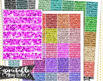 Glitter Header Bundle PRINTABLE Planner Stickers | Pdf, Jpg, Silhouette Studio V3 Format | ECLP Vertical Planner Stickers