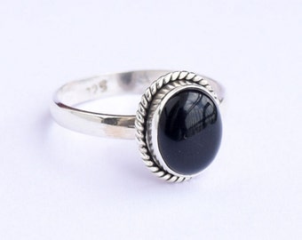 Black Onyx Ring, Black Silver Ring, Silver Black Ring, Solid Sterling Silver Ring, Sterling Silver Ring,size 3 4 5 6 7 8 9 10 11 12 13