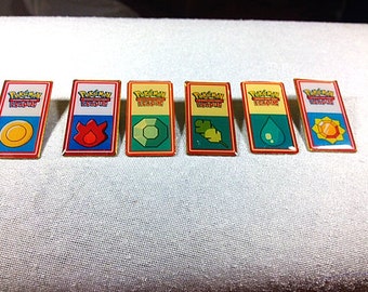 Pokemon Gym Badges, Pokemon Cosplay, Pokemon Costume, Pokemon Trading Card, Pokemon League Gym Leader Badges, Nintendo Pins,