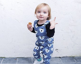 K O A L A Baby Romper, Toddler Romper, Organic cotton romper, Harem Romper, Koala Romper, Baby Onesie, Monochrome, Girls Romper, Boy Romper