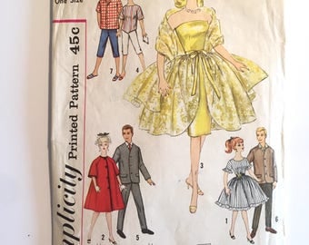 1960s Vintage Ponytail Barbie and Ken Dress Pattern #4422