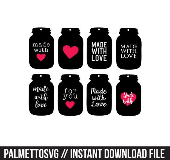 Download mason jar made with love tags gift tags svg dxf jpeg png file