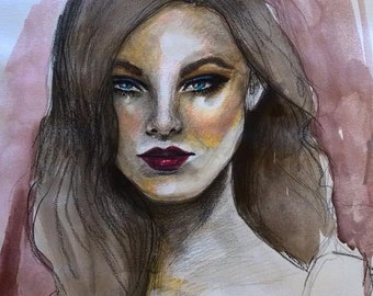 Glam Original Watercolor Fashion Illustration