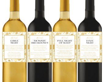 New Mom Wine Label Baby Shower Gift for New Mommy Gold Wine Gift Ideas New Mom Gift Basket Printable Download Baby Wine Labels MOM1 CB0003-G