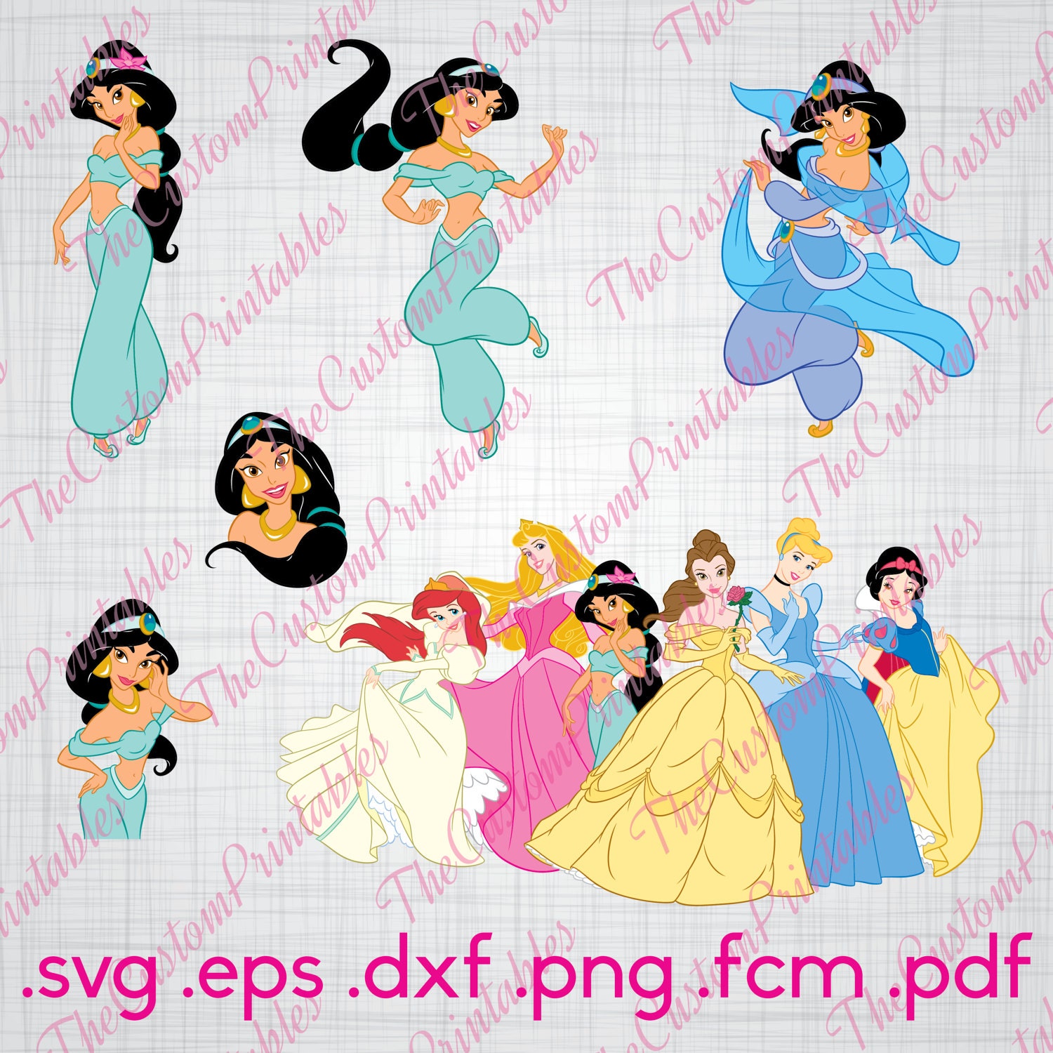 Download Jasmine Princess Aladdin Disney 6 Vectors SVG Cutting file ...