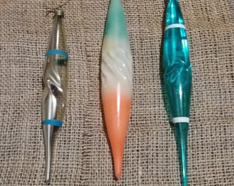 set of 3 Christmas ornaments Icicle Soviet christmas decoration Vintage Christmas Ornaments