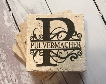 Personalized Coasters / Monogrammed Coasters / Last Name Coaster Set / Coaster Set / Christmas Gift / Wedding Gift / Anniversary Gift