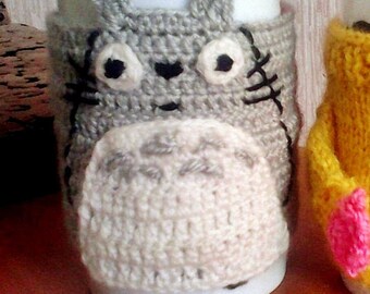 Totoro mug cozy , Gray Crochet Cup Cozy , cartoon character totoro- anime , My Neighbor Totoro , mug sweater , Christmas gift ideas