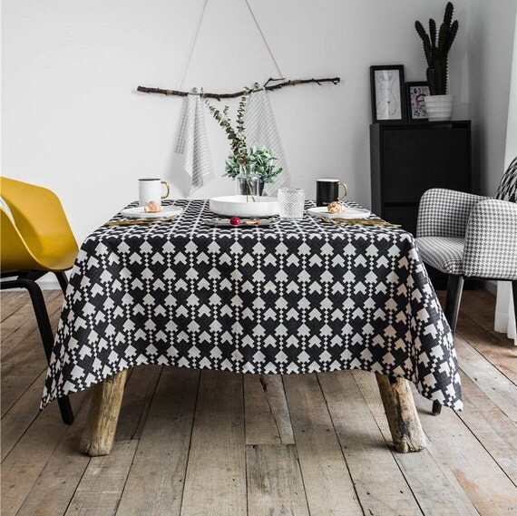 Black Rectangle Tablecloth / Thick Fabric Cotton Tablecloths