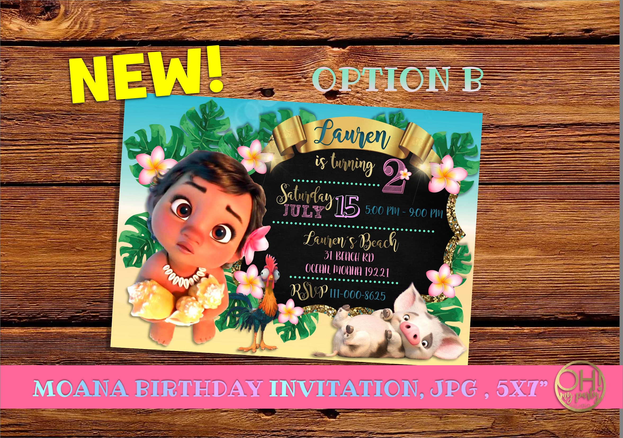 Moana Invitation Moana birthday invitation moana party