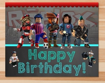 Roblox Happy Birthday Sign - Chalkboard - Roblox Birthday Banner - Roblox Birthday Party - Roblox Party Favors - Roblox Printable Sign