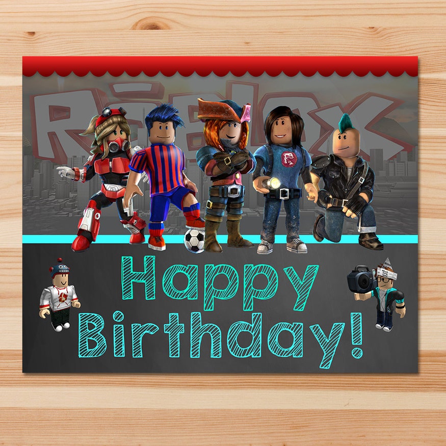Roblox Birthday Banner Roblox Party Banner Roblox Party Real Real Robux Codes 2019 - roblox cake topper roblox party supplies roblox birthday etsy in 2020 roblox birthday cake roblox cake minion birthday party