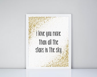 I love you more than all the stars in the sky Printable // Instant Download // Nursery // Baby decor // Baby Room Decor // Printables