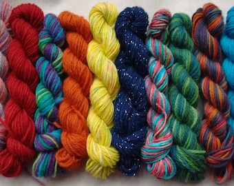 10x Random mix 4ply, sock yarn mini skeins, yarn babies, 20-25yds, 18-23m per skein, free postage in UK