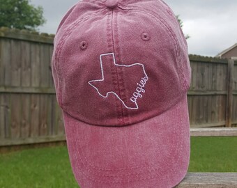 Texas State Hat, Monogrammed hat, Monogrammed cap, Monogrammed state hat, Texas A&M, Aggies, College football hat, State hat, Womens Hat