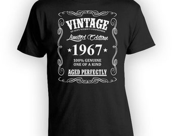 Custom Birthday Gifts For Men 50th Birthday Shirt Bday Gift Ideas For Him Birthday Present Vintage 1967 Aged Perfectly Mens Tee - BG44