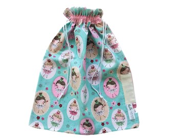 Library Bag Drawstring - Princesses with Wands - LIB125 - Girl - Book / Kindy Bag